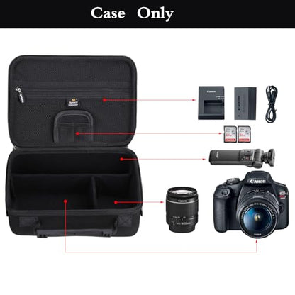 Aproca Case Compatible with Canon EOS Rebel T7, T7i, T8i, R100, R50, R5, R6 Mark II, R7, R8 Camera, Portable Storage Bag with 4 DIY Dividers and Shoulder Strap -Black - color: Black-DIY