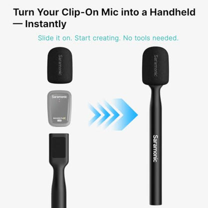 Saramonic Handheld Wireless Mic Stand with Pop Filter, Interview Microphone Adapter for Lavalier Wireless Mics, Compatible with Rode, DJI and All Lav Mic
