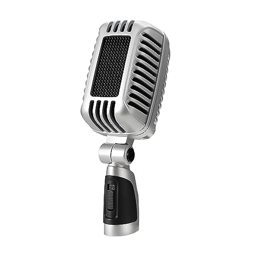 CAROL CLM-101 Retro Wired Vocal Microphone, Dynamic Supercardioid - Black | Retro wired microphone with dual capsules for singing, karaoke, and stage. Includes storage bag and switch. - color: Black
