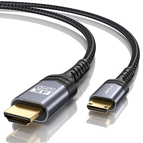 JSAUX Mini HDMI to HDMI Cable 10FT, [Aluminum Shell, Braided] High Speed 4K 60Hz HDMI 2.0 Cord, Compatible with Camera, Camcorder, Tablet and Graphics/Video Card, Laptop, Raspberry Pi Zero W -Grey - color: Grey, size: 10FT - Standard Connector