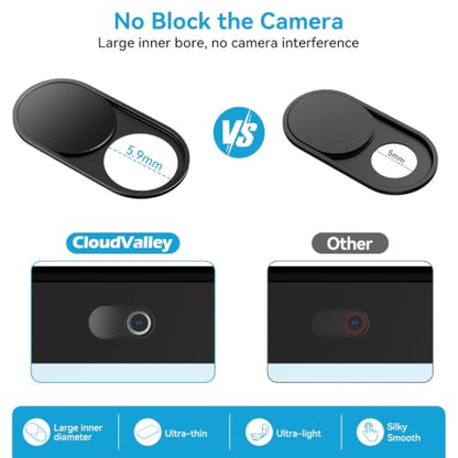 CloudValley Upgrade Webcam Camera Cover, [3-Pack] 0.023 inch Metal Camera Cover Slide for Mac, iPad, MacBook Pro, MacBook Air, Laptops, PC/Computer, Tablets, Web Blocker Protect Your Privacy - color: Black-Oval, size: 3 packs webcam cover