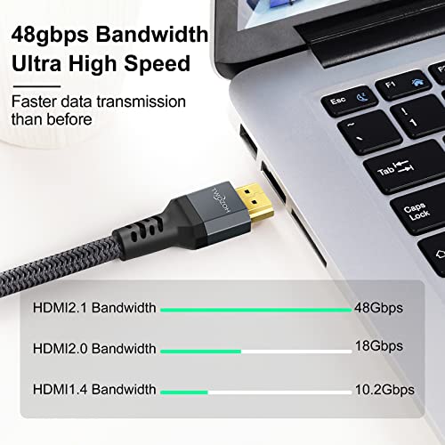 Twozoh 8K 4K HDMI Extension Cable, HDMI 2.1 Male to Female Cable, Nylon Braided HDMI Extender Cable Support 8K@60Hz 4K@120Hz 48gbps（1.6FT） - color: 8K 1-PACK, size: 1.6 FT