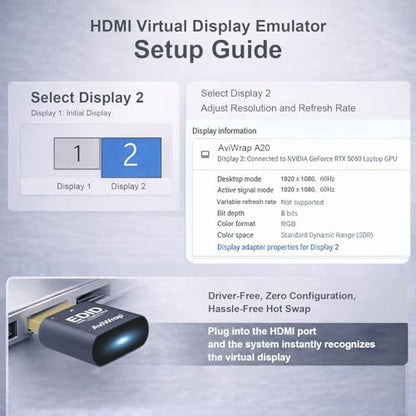 HDMI Dummy Plug 4K@60Hz,HDMI EDID Virtual Display Adapter,Headless Display for Sports Bar Multi-Screen Match Broadcast & OBS Live Streaming,Remote Desktop & Gaming,Supports 2K 1080P@60Hz - color: 4K 60Hz HDR/hdmi2.0
