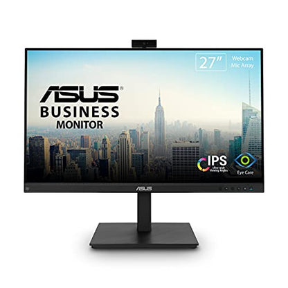 ASUS 27” 1080P Video Conference Monitor (BE279QSK) - Full HD, IPS, Built-in Adjustable 2MP Webcam, Mic Array, Speakers, Eye Care, Wall Mountable, Frameless, HDMI, DisplayPort, VGA, Height Adjustable - style: 27" Webcam Mic Array