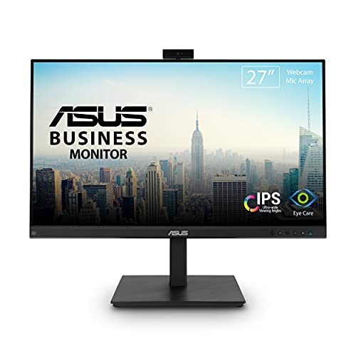 ASUS 27” 1080P Video Conference Monitor (BE279QSK) - Full HD, IPS, Built-in Adjustable 2MP Webcam, Mic Array, Speakers, Eye Care, Wall Mountable, Frameless, HDMI, DisplayPort, VGA, Height Adjustable - style: 27" Webcam Mic Array