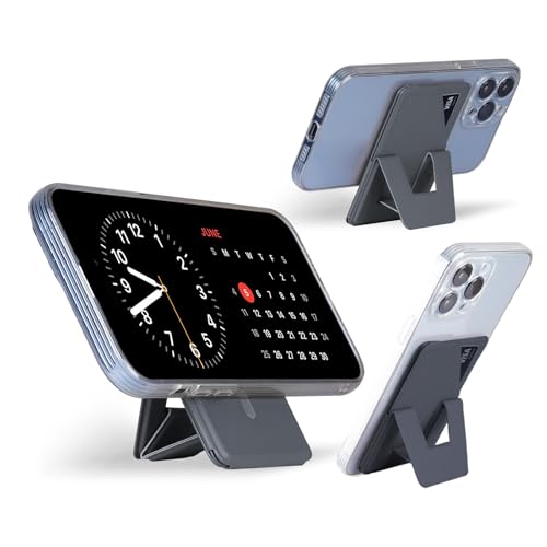 The Magnetic Wallet Stand and Card Holder, The Tripod for iPhone, with Multi - Angle Adjustable Feature, is Compact and Portable, has Strong Magnetic Attraction (Grey) - color: Grey