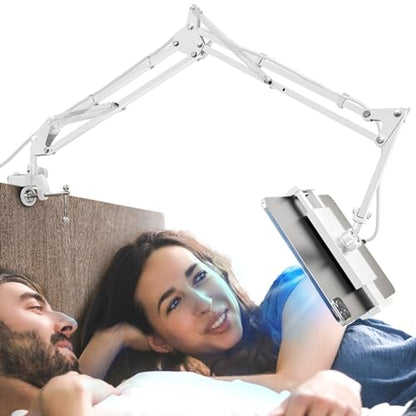 CACENCAN Gooseneck Phone Holder for Bed Desk, Tablet Stand Adjustable, Kindle iPad Holder for Phone Tablet Holder Mount fits iPhone Kindle 4-13" Device Valenties Day Gifts for Women (White) - color: White