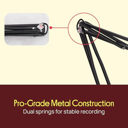 Pyle Suspension Mic Boom Stand Pro - Scissor Spring Arm Microphone Stand with Shock Mount, Adjustable Tilt & Extension, Perfect for Podcasts, Streaming, DJ Studio, Extends 3.9 ft - style: Boom stand
