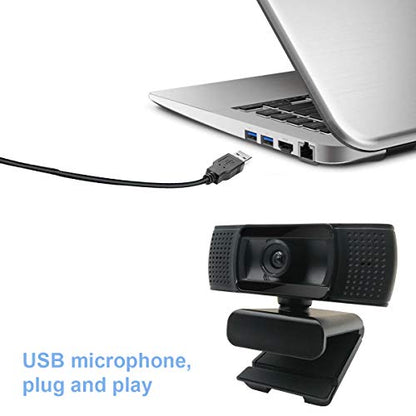 Anivia 1080p HD Fixed Focus Webcam, USB Camera with Microphone Free Cover Slide, Mini Plug and Play Video Calling Computer Camera, Built-in Mic, Flexible Rotatable Clip(The Tripod not Included)