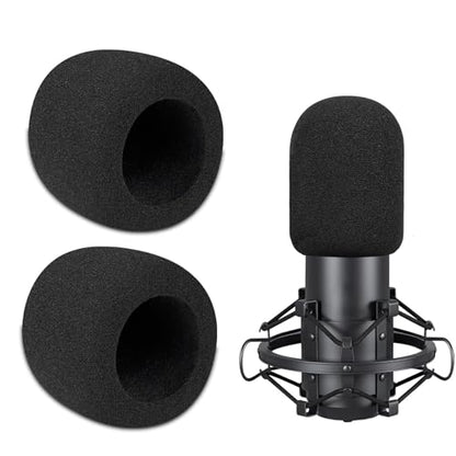 MAONO AU-A04 Windscreen, 2Pcs Mic Pop Filter & Foam Cover for AU-A04H/A04T/A04 Gen2 Microphones, Protective Windscreen (Black / 2 Pack)