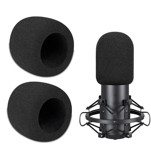 MAONO AU-A04 Windscreen, 2Pcs Mic Pop Filter & Foam Cover for AU-A04H/A04T/A04 Gen2 Microphones, Protective Windscreen (Black / 2 Pack)