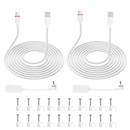 2 Set Camera Power Cord, Waterproof Charging Cable with Adapter Cable Compatible with Outdoor Cam Plus/Pan-Tilt Mount/Stick Up Cam Battery Pro/3rd Gen/2nd Gen/Plug-in