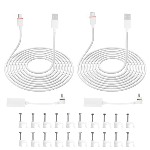 2 Set Camera Power Cord, Waterproof Charging Cable with Adapter Cable Compatible with Outdoor Cam Plus/Pan-Tilt Mount/Stick Up Cam Battery Pro/3rd Gen/2nd Gen/Plug-in