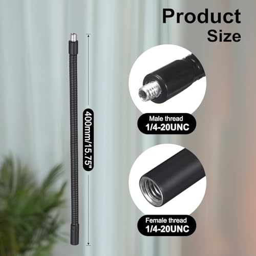 16-Inch Flexible Gooseneck Tubing, 1/4"-20 Female to Male Thread Universal Arm Gooseneck Extension Holder for Microphone, Tripod Phone, Camera, LED Video Lights - color: 1 Pack, size: 16 Inch