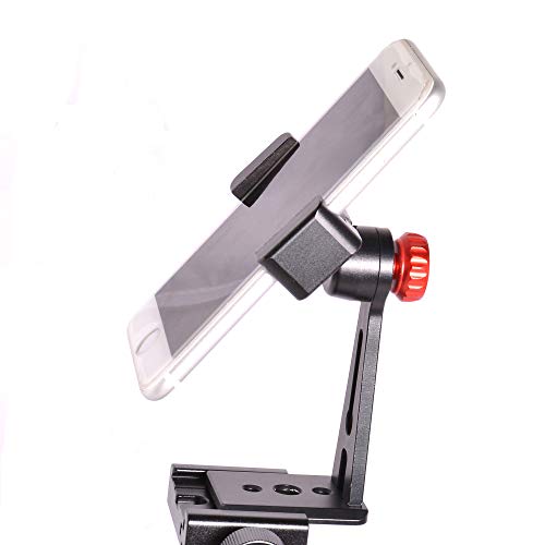 Ruittos Phone Holder for Tripod, Metal Cellphone Tripod Adapter 360 Degree Rotation Vertical Video Smartphone Bracket Clip Compatible with iPhone X XS XR 8 Samsung Galaxy S10 S9+ Huawei (Black C18)