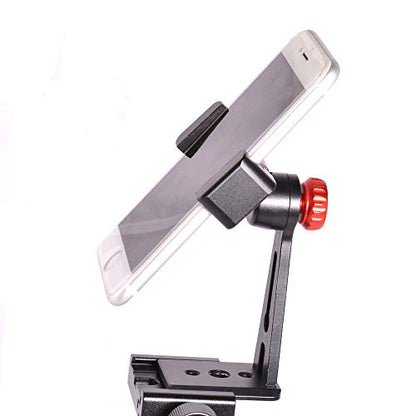 Ruittos Phone Holder for Tripod, Metal Cellphone Tripod Adapter 360 Degree Rotation Vertical Video Smartphone Bracket Clip Compatible with iPhone X XS XR 8 Samsung Galaxy S10 S9+ Huawei (Black C18)