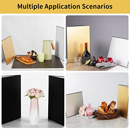 Meking 17x12 Inch 3 in 1 Light Reflector Photography Cardboard, Studio Foldable Light Diffuser Board for Still Life Product and Food Photo Shooting - Gold Silver and Black, White 2 Pack - color: Gold*1+Silver*1