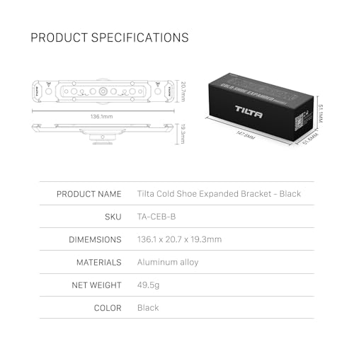Tilta Cold Shoe Expanded Bracket – Black | Universal | TA-CEB-B