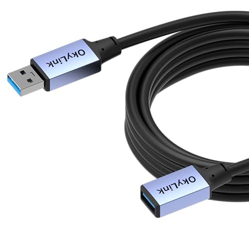 OkyLink USB 3.0/3.2 Gen 1 Extension Cable A to A, Male to Female 5Gbps 10ft | 3m, with Aluminum Housing, Plug and Play,for Hard Drive, SSD, Printer, PC - color: USB3.0(5Gbps), size: 10ft (3m)