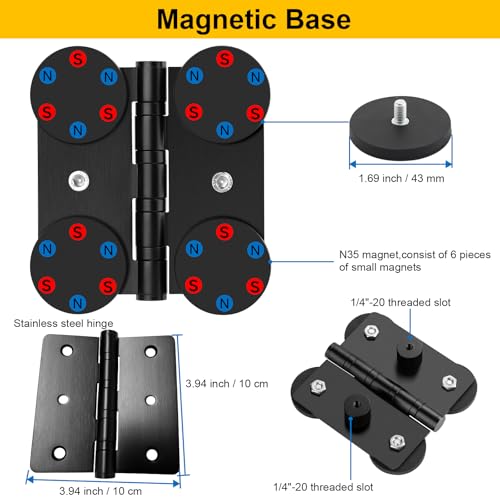 Mippko Magnetic Camera Fence Mount for GoPro/Mevo Start /insta360 /Pocket 3 /iPhone,Two 1/4"-20 Slots Net Chain Link Fence Holder for Recording Baseball/Softball/Tennis Games (2 Magic Arms) - style: Two Magic Arms