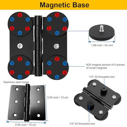 Mippko Magnetic Camera Fence Mount for GoPro/Mevo Start /insta360 /Pocket 3 /iPhone,Two 1/4"-20 Slots Net Chain Link Fence Holder for Recording Baseball/Softball/Tennis Games (2 Magic Arms) - style: Two Magic Arms