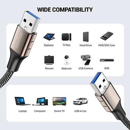 MOGOOD USB 3.0 Extension Cable - Male to Male USB A Works with Laptop, External Hard Drive, DVD Player, Television, Setup Box, SSD - size: 2M/6FT