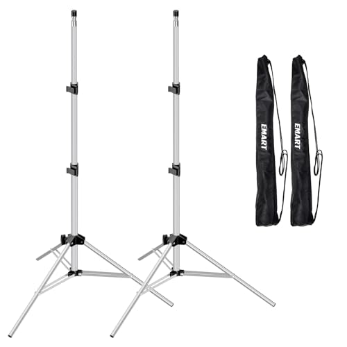 EMART 7 Ft Light Stand for Photography, Portable Photo Video Tripod Stand, 2 Pack Lighting Stand with Carry Case for Speedlight, Flash, Softbox,Strobe Light, Camera, Photographic Portrait -Silver - color: Silver