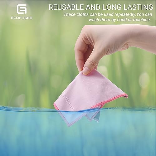 Eco-Fused Microfiber Cleaning Cloths Double-Sided - 5 Pack - 6.6 x 6.2 inch - Microfiber and Suede Cloth for Smartphones, LCD TV, Tablets, Laptop Screens, Camera Lenses (Pink) - color: 5 Pack - 6.6 X 6.2" (Pink)