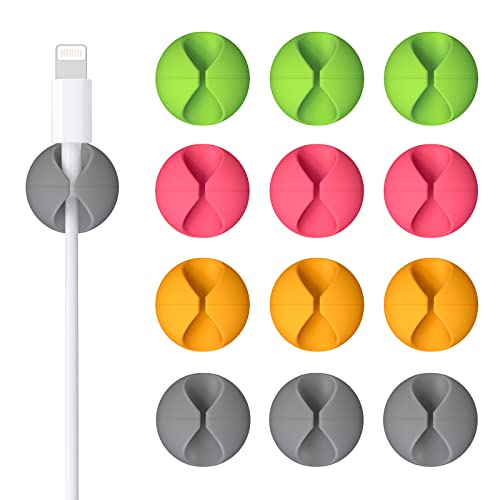 12 Pack Cable Clips, Znben Cable Holder for Desk Cord Organizer Adhesive Cord Management Charger Wire Holder Clips for Desk, Home, Office, Car, Cubicle, Nightstand Colorful - color: Colorful, size: Small