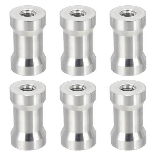 PATIKIL Camera Spigot Screws Converter 1/4" to 3/8" Female to Female, 6 Pack Tripod Screw Adapter Spigot Stud for Light Stand Hot Shoe Cold Shoe Adapter Ball Head Flash, Silver