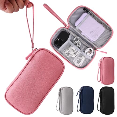 Pink Universal Cable Organizer - Electronics Accessories Bag for Charger, Phone, Memory Card & Travel Gadgets - color: Pink