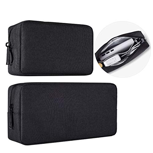 imComor Universal Electronics Accessories Case, 2-Pack Portable Soft Carrying Case Bag Wire Cable Organizer for Hard Drive, Power Adapter, Laptop Mouse, Cosmetics Kit, Small+Big-Black - color: Black