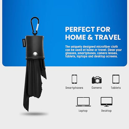 Microfiber Cloth & Glasses Wipes (1 Pack) Lens & Glasses Cleaning Cloth - Eyeglass Cleaner - Camera Lenses & Gadget Delicate Screens - Black - color: Black, size: 1 Pack