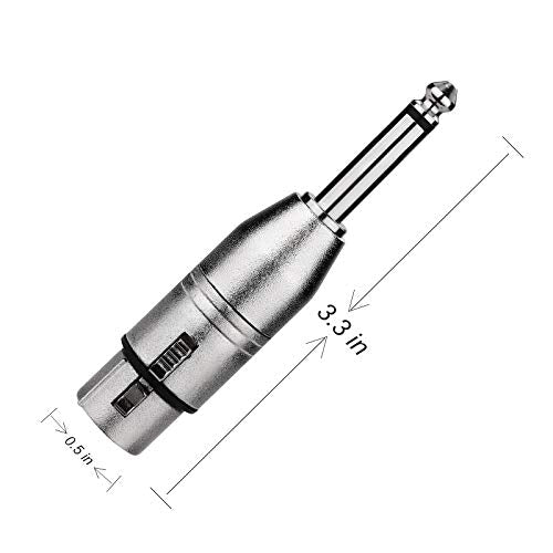Tisino XLR Female to 1/4" TS Mono Adapter, Unbalanced Female XLR to Quarter Inch 6.35mm Male Adapters - 2 Pack - color: XLRF to 1/4" TS