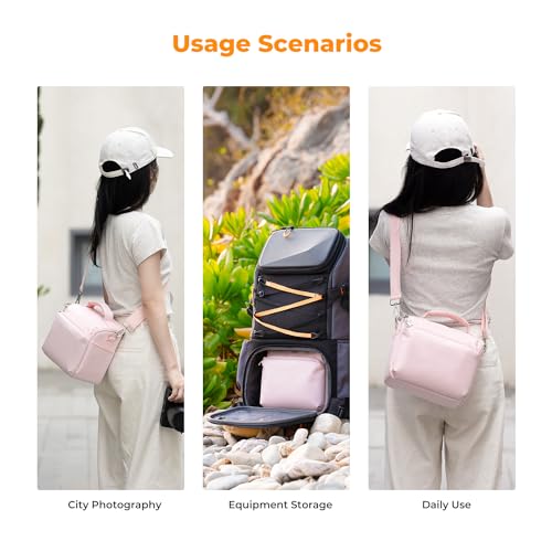 K&F CONCEPT Camera Sling Bag Small Crossbody Camera Case DSLR/SLR/Cute Compact Shoulder Photography Bags for Photographers - color: 02-pink