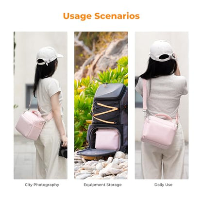 K&F CONCEPT Camera Sling Bag Small Crossbody Camera Case DSLR/SLR/Cute Compact Shoulder Photography Bags for Photographers - color: 02-pink
