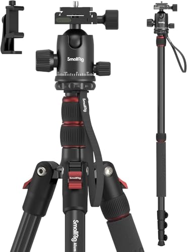 SmallRig CT-20 Camera Tripod, 78.7" Foldable Aluminum Tripod & Monopod, 360°Ball Head Detachable, Payload 33lb (200cm/78.7") - style: 78.7"