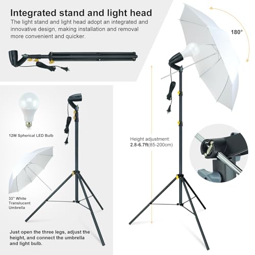LINCO Lincostore Photo Video Studio Light Kit AM174 - Including 3 Color 5x10ft Backdrops (Black/White/Green) Background Screen