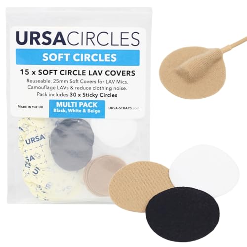 URSA Soft Circles - 15 Pack (Black) | Reusable Soft Lav Mic Covers with 30 Stickies | Mini Windshield, Clothing Rustle Reduction & Camouflage for Lavalier Microphones | Low-Profile, Skin-Safe, Durable - color: MultiColour, size: Multicolour Pack of 15