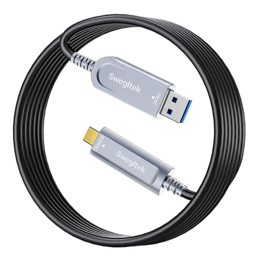 Fiber Optic USB C Cable(33ft),10Gbps High Speed Data Transfer Active Optical USB A to Type C Cable,Compatible with Cameras,Webcams,VR,AR for Collaborative meetings,Smart Classroom,Data Center - size: 33ft, style: Silver