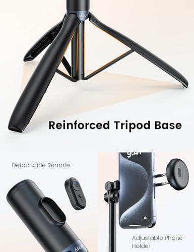 ANXRE 67.7" Selfie Stick Tripod with Light, NT99 Extendable Tripod Stand with Remote for Camera Phone Filming Vlogging, Travel Phone Tripod Compatible with Phone Camera Gopro - size: 67.7"-Light