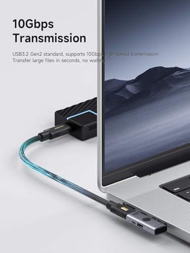 Hagibis USB-C Splitter with 100W Fast Charging and 10Gbps USB 3.2, 2 in 1 OTG Adapter for iPhone 16/15 Pro Max, iPad Pro, MacBook, Rog Ally, Steam Deck, Quest 3 2 (TUA08 USB + PD)