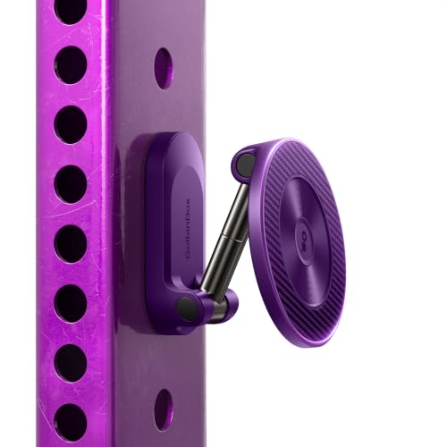 GolbinBox Magnetic Gym Phone Holder for MagSafe, All Metal Dual-Magnet Mount for iPhone and Android, 360° Adjustable Tri-Axis,Gym Essentials for Bodybuilder Men Women Recording Fitness Exercise,Purple - color: Purple
