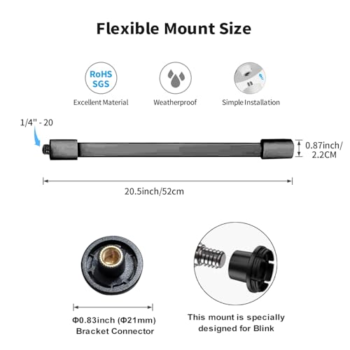 Tonton 2-Pack Flexible Twist Mount for Blink Outdoor 4 (4th Gen) / (3rd Gen), Blink Mini, Blink XT, XT2, 20.5in Gooseneck Blink Outdoor Camera Mount, No-Drill, Tool-Free Adjustable Camera Holder Black - size: Flexible Twist Mount*2