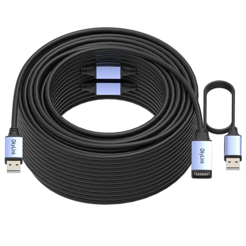 OkyLink Active USB 2.0 Extension Cable A to A, Male to Female 100ft(30M) | 480Mbps Signal booster cord, compatible with printer, mouse, keyboard, scanner, camera - size: 100ft (30m)
