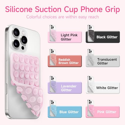 Yojaro Silicone Suction Cup Phone Case Mount Double Sided, Phone Accessories Hands-Free Strong Grip Holder for Selfies and Videos (Lavender Glitter) - color: Lavender Glitter