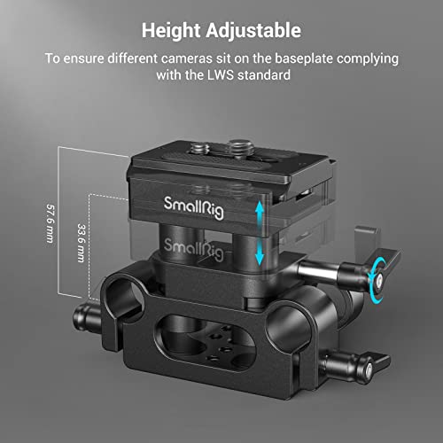 SMALLRIG Universal 15mm Rail Support System with 15mm Rod Clamp and Quick Release Plate - 2272 - style: Universal Baseplate