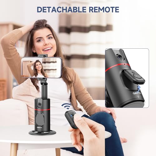 Auto Face Tracking Tripod, No App, Smart Shooting Phone Holder with Remote, 360° Rotation Body Phone Camera Mount with Phone Holder Body Smart Tracking Tripod for Vlog/TIK Tok - color: Black
