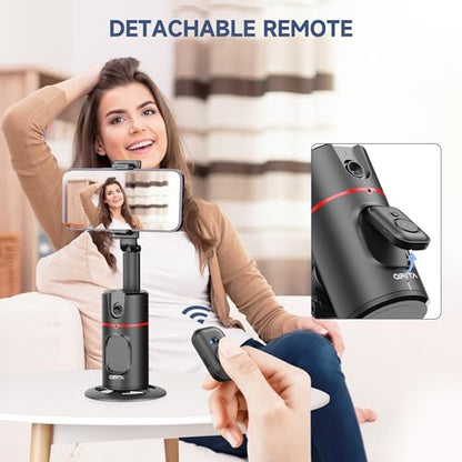 Auto Face Tracking Tripod, No App, Smart Shooting Phone Holder with Remote, 360° Rotation Body Phone Camera Mount with Phone Holder Body Smart Tracking Tripod for Vlog/TIK Tok - color: Black