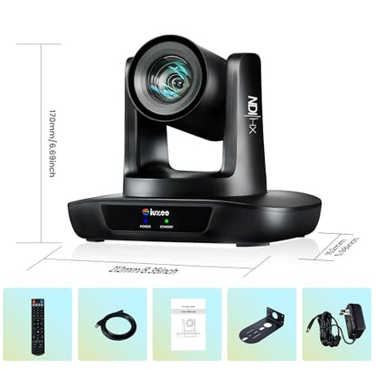 NDI PTZ Camera AI Auto Tracking 3G-SDI/USB3.0/HDMI/LAN PoE 30X Optical and 8X Digital Zoom Live Streaming Camera 1080P 60FPS for Church Services Worship Education Events vMix OBS YouTube - color: coal black